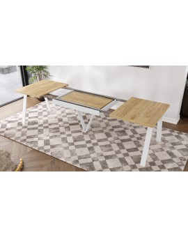 AVERY Dub Craft Zlatý / biela spodná časť - LOFTOVÝ / PRIEMYSELNÝ STÔL DO OBÝVAČKY/ JEDÁLNE ROZKLADACÍ DO 330 cm!