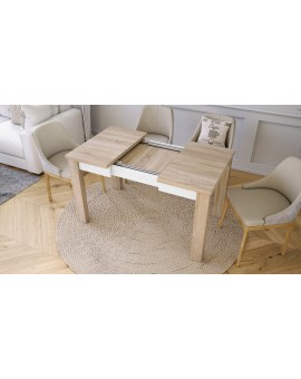 FONTE Dub Sonoma / Biely Mat - KLASICKÝ STÔL DO KUCHYNE/OBÝVACEJ IZBY 110x75 ROZKLADANÝ DO 155 cm!