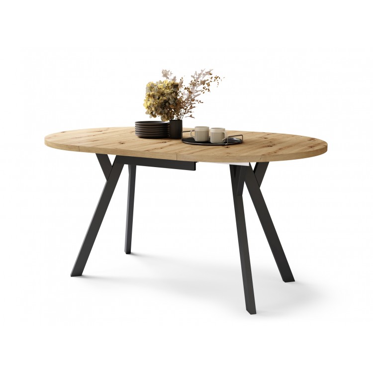 ALDO Dub Artisan/čierne nohy - OKRÚHLY LOFTOVÝ/INDUSTRIÁLNY ROZKLADACÍ STÔL DO OBÝVAČKY/JEDÁLNE ALDO Dub Artisan/čierne nohy - OKRÚHLY LOFTOVÝ/INDUSTRIÁLNY ROZKLADACÍ STÔL DO OBÝVAČKY/JEDÁLNE