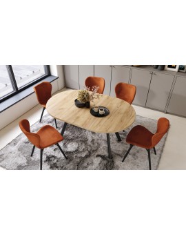 ALDO Dub Craft Gold/čierne nohy - OKRÚHLY LOFTOVÝ/INDUSTRIÁLNY ROZKLADACÍ STÔL DO OBÝVAČKY/JEDÁLNE