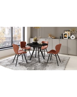 ALMO Matné biele/čierne nohy - OKRÚHLY LOFTOVÝ/INDUSTRIÁLNY ROZKLADACÍ STÔL DO OBÝVAČKY/JEDÁLNE