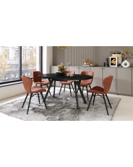 ALMO Matné biele/čierne nohy - OKRÚHLY LOFTOVÝ/INDUSTRIÁLNY ROZKLADACÍ STÔL DO OBÝVAČKY/JEDÁLNE