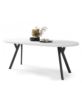 ALMO 100 Matné biele/čierne nohy - OKRÚHLY LOFTOVÝ/INDUSTRIÁLNY ROZKLADACÍ STÔL DO OBÝVAČKY/JEDÁLNE