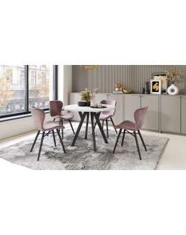 ALMO Matné biele/čierne nohy - OKRÚHLY LOFTOVÝ/INDUSTRIÁLNY ROZKLADACÍ STÔL DO OBÝVAČKY/JEDÁLNE