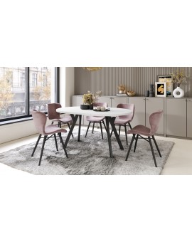 ALMO Matné biele/čierne nohy - OKRÚHLY LOFTOVÝ/INDUSTRIÁLNY ROZKLADACÍ STÔL DO OBÝVAČKY/JEDÁLNE