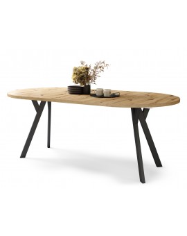 ALDO 100 Dub Artisan/čierne nohy - OKRÚHLY LOFTOVÝ/INDUSTRIÁLNY ROZKLADACÍ STÔL DO OBÝVAČKY/JEDÁLNE