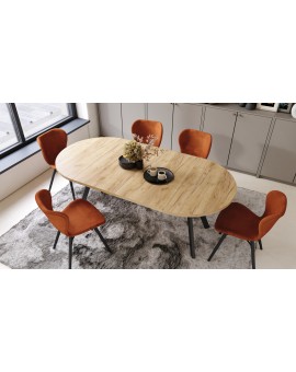 ALMO Matné biele/čierne nohy - OKRÚHLY LOFTOVÝ/INDUSTRIÁLNY ROZKLADACÍ STÔL DO OBÝVAČKY/JEDÁLNE