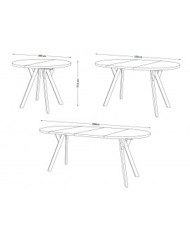 ALMO Matné biele/čierne nohy - OKRÚHLY LOFTOVÝ/INDUSTRIÁLNY ROZKLADACÍ STÔL DO OBÝVAČKY/JEDÁLNE