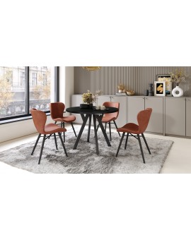 ALMO Matné biele/čierne nohy - OKRÚHLY LOFTOVÝ/INDUSTRIÁLNY ROZKLADACÍ STÔL DO OBÝVAČKY/JEDÁLNE