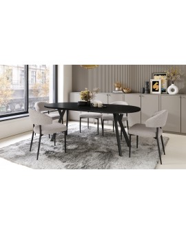 ALMO Matné biele/čierne nohy - OKRÚHLY LOFTOVÝ/INDUSTRIÁLNY ROZKLADACÍ STÔL DO OBÝVAČKY/JEDÁLNE