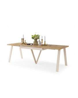AVERY Dub Artisan/spodok béžový- LOFTOVÝ / PRIEMYSELNÝ STÔL DO OBÝVAČKY/ JEDÁLNE ROZKLADACÍ DO 330 cm!