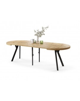 VITO Dub Artisan / čierne nohy - VEĽKÝ OKRÚHLY STÔL Ø110 ROZKLADACÍ AŽ DO 310 cm S NOHAMI Y LOFTOVÝ / INDUSTRIÁLNY