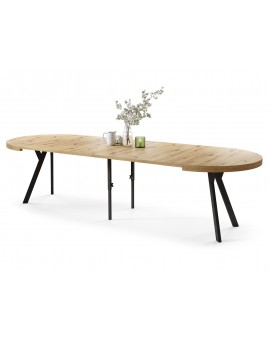 VITO Dub Artisan / čierne nohy - VEĽKÝ OKRÚHLY STÔL Ø110 ROZKLADACÍ AŽ DO 310 cm S NOHAMI Y LOFTOVÝ / INDUSTRIÁLNY