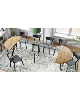 VITO Dub Artisan / čierne nohy - VEĽKÝ OKRÚHLY STÔL Ø110 ROZKLADACÍ AŽ DO 310 cm S NOHAMI Y LOFTOVÝ / INDUSTRIÁLNY