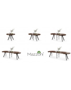 EXPANSO Dub Hnedý / čierne nohy - VEĽKÝ OKRÚHLY STÔL Ø110 ROZKLADACÍ AŽ DO 310 cm S NOHAMI Y LOFTOVÝ / INDUSTRIÁLNY