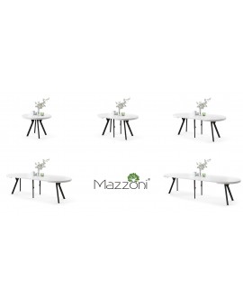 EXPANSO Biely mat / čierne nohy - VEĽKÝ OKRÚHLY STÔL Ø110 ROZKLADACÍ AŽ DO 310 cm S NOHAMI Y LOFTOVÝ / INDUSTRIÁLNY