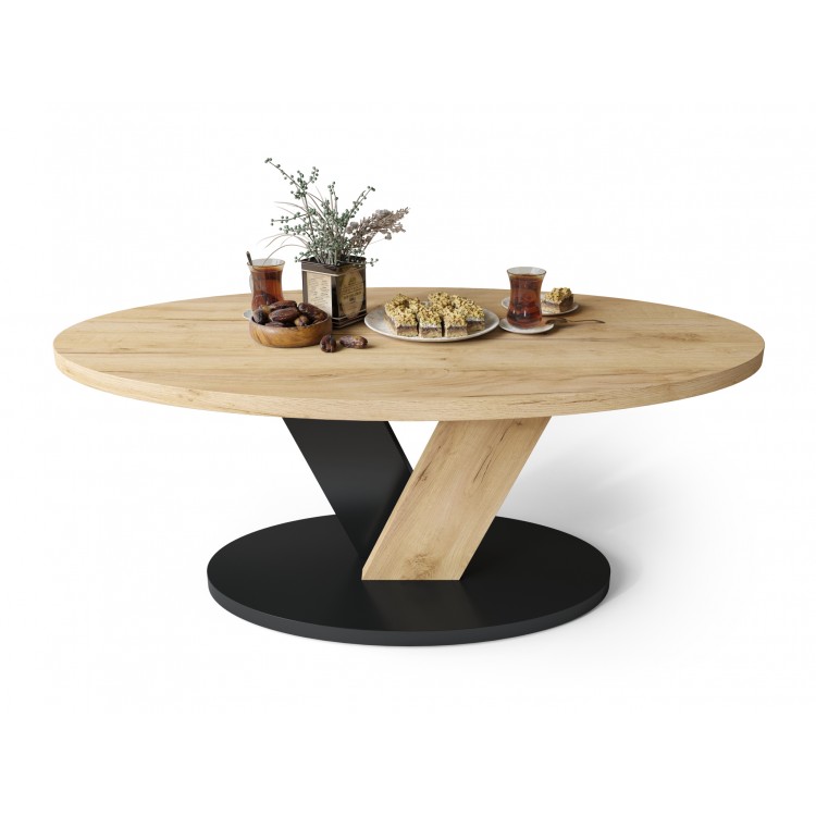 LOVA Craft Zlatý dub/Čierny - OVÁLNY KONFERENČNÝ STOLÍK 110 × 60 cm MODERNÝ KÁVOVÝ STOLÍK LOVA Craft Zlatý dub/Čierny - OVÁLNY KONFERENČNÝ STOLÍK 110 × 60 cm MODERNÝ KÁVOVÝ STOLÍK