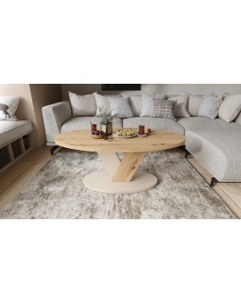 LOVA Dub Artisan/Béžový (Šampanské) - OVÁLNY KONFERENČNÝ STOLÍK 110 × 60 cm MODERNÝ KÁVOVÝ STOLÍK
