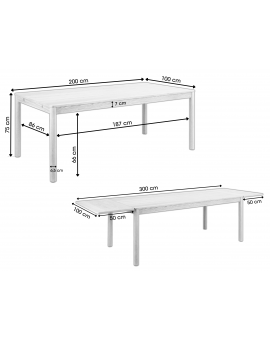 PACIFIC Dub Prírodný 200x100 cm (+2 prídavné dosky 50 cm) – ROZKLADACÍ DREVENÝ STÔL V ŠTÝLE BOHO/SKANDI AŽ DO 300 cm!