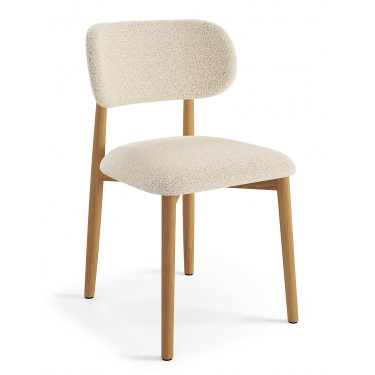 ALMO Béžová (látka Apia 453) / lakovaný dubový rám – DREVENÁ STOLIČKA DO OBÝVAČKY, JEDÁLNE A KUCHYNE V RETRO ŠTÝLE