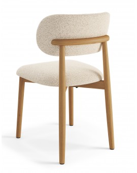 ALMO Béžová (látka Apia 453) / lakovaný dubový rám – DREVENÁ STOLIČKA DO OBÝVAČKY, JEDÁLNE A KUCHYNE V RETRO ŠTÝLE