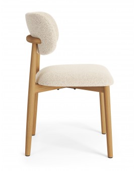 ALMO Béžová (látka Apia 453) / lakovaný dubový rám – DREVENÁ STOLIČKA DO OBÝVAČKY, JEDÁLNE A KUCHYNE V RETRO ŠTÝLE