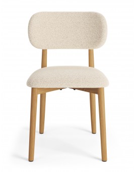 ALMO Béžová (látka Apia 453) / lakovaný dubový rám – DREVENÁ STOLIČKA DO OBÝVAČKY, JEDÁLNE A KUCHYNE V RETRO ŠTÝLE