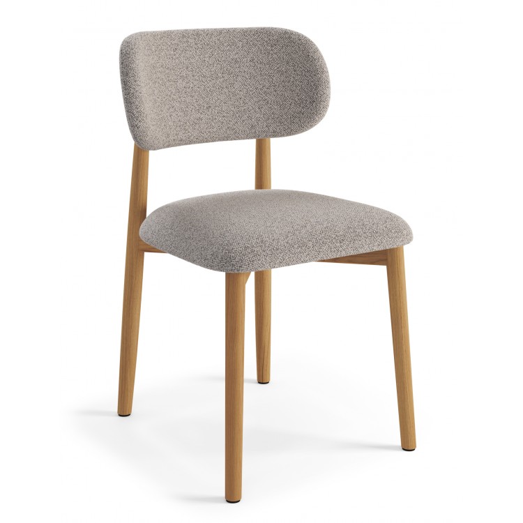 ALMO Béžová (látka Apia 453) / lakovaný dubový rám – DREVENÁ STOLIČKA DO OBÝVAČKY, JEDÁLNE A KUCHYNE V RETRO ŠTÝLE