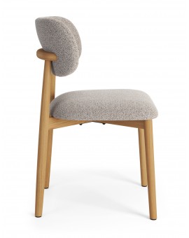 ALMO Béžová (látka Apia 453) / lakovaný dubový rám – DREVENÁ STOLIČKA DO OBÝVAČKY, JEDÁLNE A KUCHYNE V RETRO ŠTÝLE