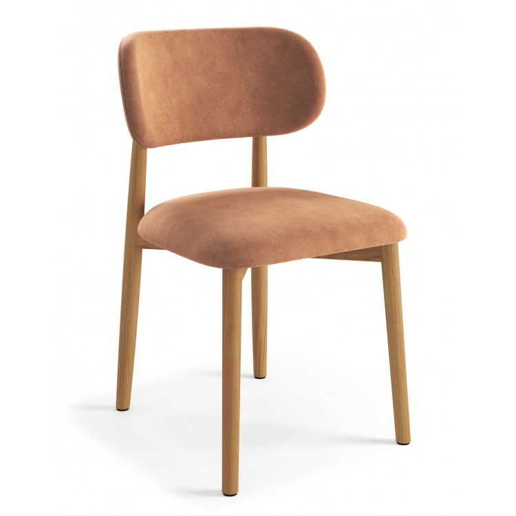 ALMO Béžová (látka Apia 453) / lakovaný dubový rám – DREVENÁ STOLIČKA DO OBÝVAČKY, JEDÁLNE A KUCHYNE V RETRO ŠTÝLE