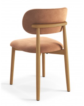 ALMO Béžová (látka Apia 453) / lakovaný dubový rám – DREVENÁ STOLIČKA DO OBÝVAČKY, JEDÁLNE A KUCHYNE V RETRO ŠTÝLE