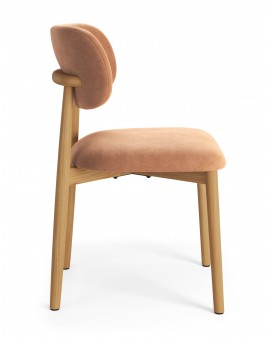 ALMO Béžová (látka Apia 453) / lakovaný dubový rám – DREVENÁ STOLIČKA DO OBÝVAČKY, JEDÁLNE A KUCHYNE V RETRO ŠTÝLE