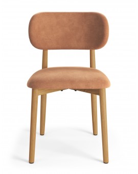 ALMO Béžová (látka Apia 453) / lakovaný dubový rám – DREVENÁ STOLIČKA DO OBÝVAČKY, JEDÁLNE A KUCHYNE V RETRO ŠTÝLE