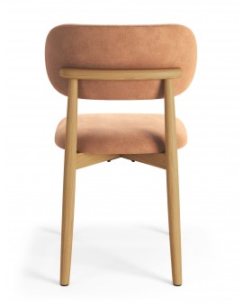 ALMO Béžová (látka Apia 453) / lakovaný dubový rám – DREVENÁ STOLIČKA DO OBÝVAČKY, JEDÁLNE A KUCHYNE V RETRO ŠTÝLE