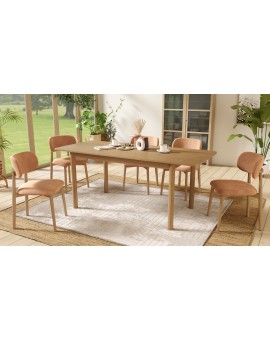 ALMO Béžová (látka Apia 453) / lakovaný dubový rám – DREVENÁ STOLIČKA DO OBÝVAČKY, JEDÁLNE A KUCHYNE V RETRO ŠTÝLE