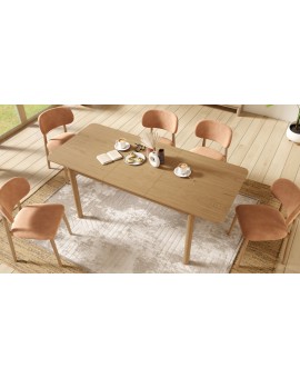 ALMO Béžová (látka Apia 453) / lakovaný dubový rám – DREVENÁ STOLIČKA DO OBÝVAČKY, JEDÁLNE A KUCHYNE V RETRO ŠTÝLE