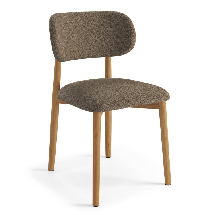 ALMO Béžová (látka Apia 453) / lakovaný dubový rám – DREVENÁ STOLIČKA DO OBÝVAČKY, JEDÁLNE A KUCHYNE V RETRO ŠTÝLE