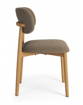 ALMO Béžová (látka Apia 453) / lakovaný dubový rám – DREVENÁ STOLIČKA DO OBÝVAČKY, JEDÁLNE A KUCHYNE V RETRO ŠTÝLE