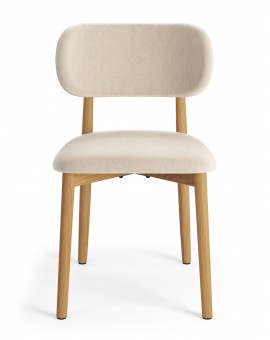 ALMO Béžová (látka Apia 453) / lakovaný dubový rám – DREVENÁ STOLIČKA DO OBÝVAČKY, JEDÁLNE A KUCHYNE V RETRO ŠTÝLE