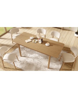 ALMO Béžová (látka Apia 453) / lakovaný dubový rám – DREVENÁ STOLIČKA DO OBÝVAČKY, JEDÁLNE A KUCHYNE V RETRO ŠTÝLE