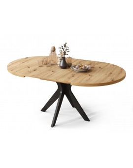 RENZO Dub Artisan/čierna noha - OKRÚHLY STÔL Ø110 ROZKLADACÍ DO 180 cm | DO KUCHYNE JEDÁLNE OBÝVAČKY RETRO RENZO Dub Artisan/čierna noha - OKRÚHLY STÔL Ø110 ROZKLADACÍ DO 180 cm | DO KUCHYNE JEDÁLNE OBÝVAČKY RETRO