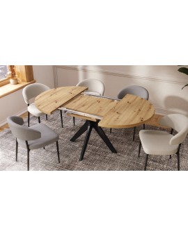 RENZO Dub Artisan/čierna noha - OKRÚHLY STÔL Ø110 ROZKLADACÍ DO 180 cm | DO KUCHYNE JEDÁLNE OBÝVAČKY RETRO RENZO Dub Artisan/čierna noha - OKRÚHLY STÔL Ø110 ROZKLADACÍ DO 180 cm | DO KUCHYNE JEDÁLNE OBÝVAČKY RETRO