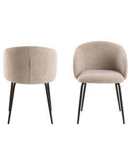 CLARA Béžová Latte (látka Monza 60)/čierne nohy – MODERNÁ ČALÚNENÁ  KRESLOVÁ STOLIČKA DO OBÝVAČKY/JEDÁLNE/KANCELÁRIE LOFT