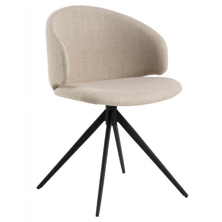 NELA Béžová (látka Basel 24)/čierne nohy – MODERNÁ OTOČNÁ ČALÚNENÁ STOLIČKA DO OBÝVAČKY/JEDÁLNE/KANCELÁRIE LOFT
