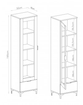 Vitrína LANA 07 béžový - 1-DVEROVÁ SKRINKA SO ZÁSUVKOU