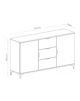 Komoda LANA 04 Elegantný orech -STOJACA KOMODA 2-DVEROVÁ SO ZÁSUVKAMI