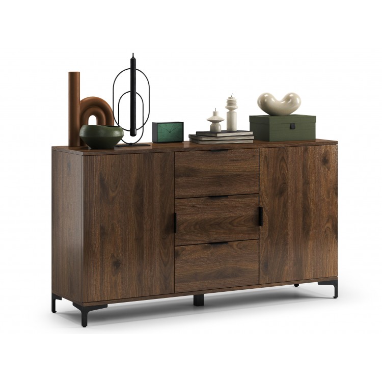 Komoda LANA 04 Elegantný orech -STOJACA KOMODA 2-DVEROVÁ SO ZÁSUVKAMI