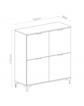 Komoda LANA 02 Elegantný orech -STOJACA KOMODA 4-DVEROVÁ