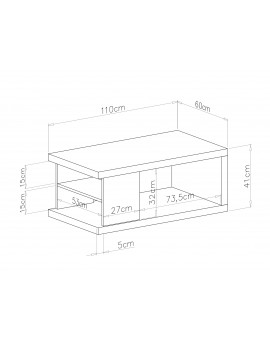 Kávový stolík LANA Elegantný orech - konferenčný stolík s policou