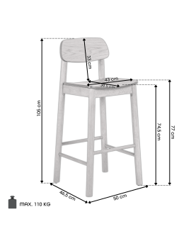 ZARION Prírodný dub – DREVENÁ BAROVÁ STOLIČKA DO KUCHYNE, OBÝVAČKY ALEBO REŠTAURÁCIE